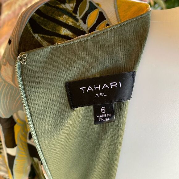 Tahari Floral Print Short Sleeve Tiered Fit&Flare Dress - Picture 6 of 6